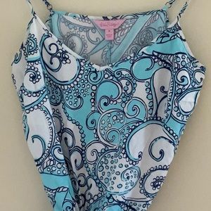 Lilly Pulitzer Light Blue & White Romper Medium M
